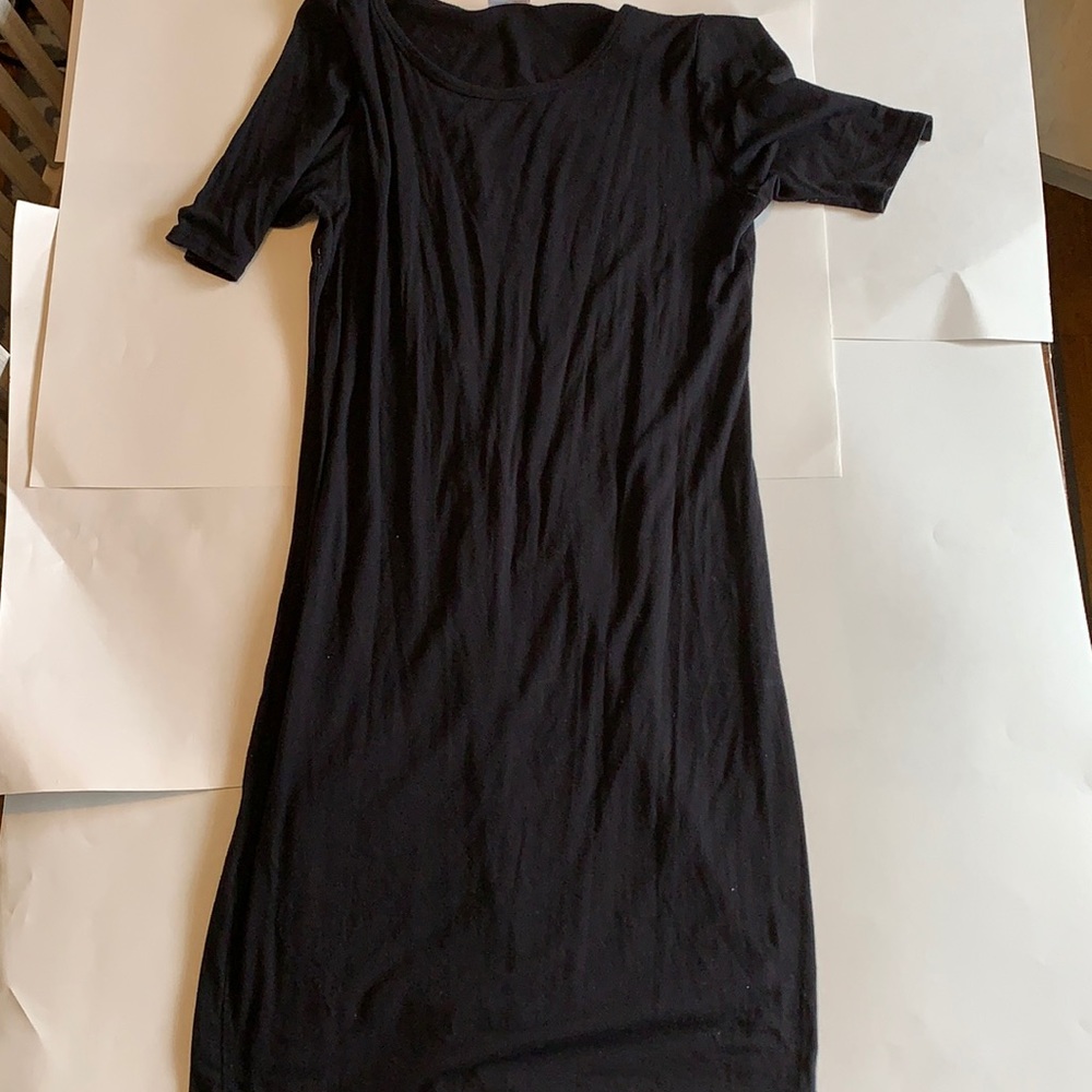 Black straight knit dress